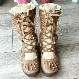TIMBERLAND Mt. Holly Tall Lace Up Duck Boots in Taupe